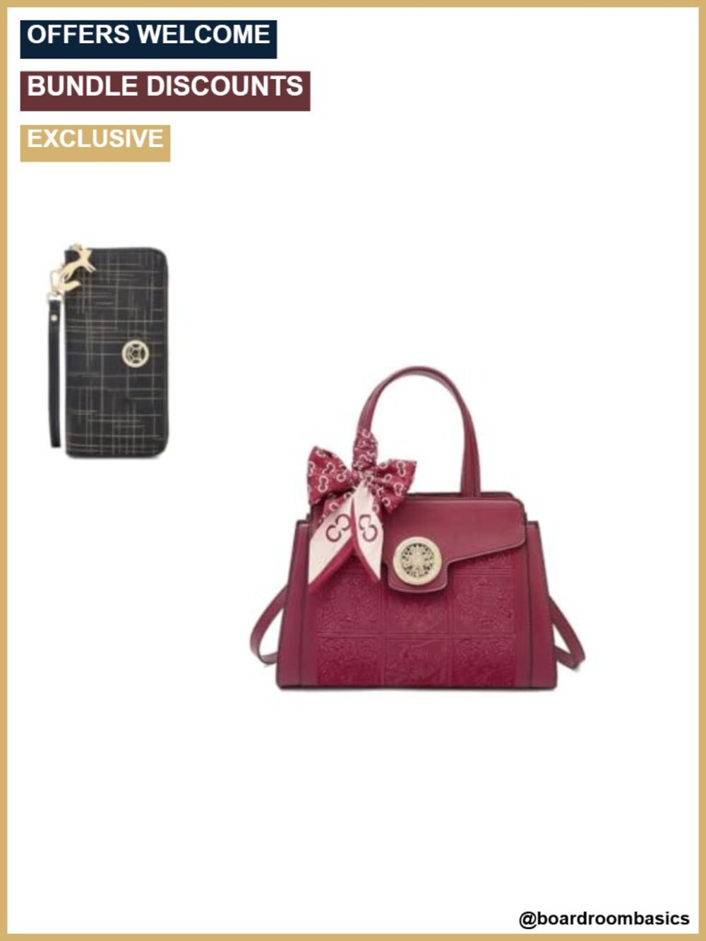 Genuine Leather Wristlet Crossbody Bag with Detachable Strap